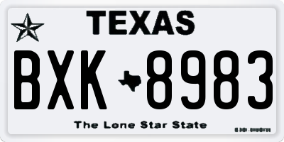 TX license plate BXK8983