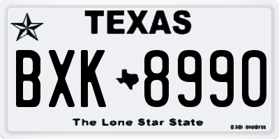 TX license plate BXK8990