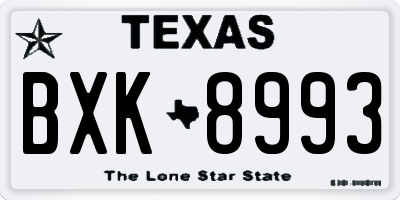 TX license plate BXK8993