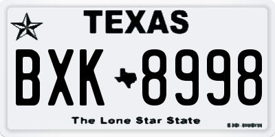 TX license plate BXK8998