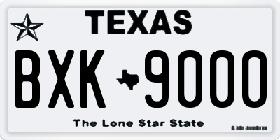 TX license plate BXK9000
