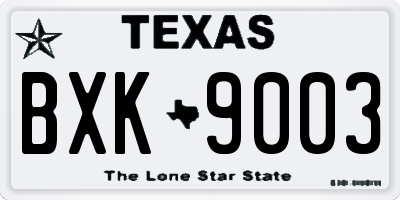 TX license plate BXK9003