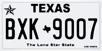 TX license plate BXK9007