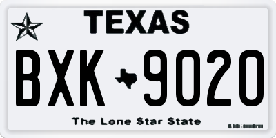 TX license plate BXK9020