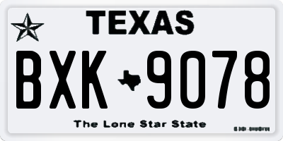 TX license plate BXK9078