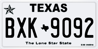 TX license plate BXK9092