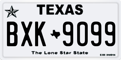 TX license plate BXK9099