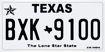 TX license plate BXK9100