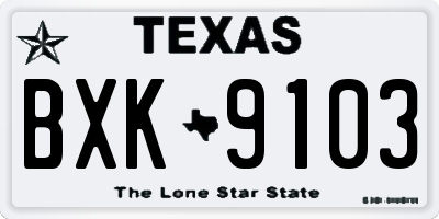 TX license plate BXK9103