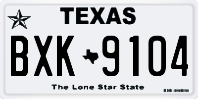 TX license plate BXK9104