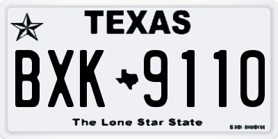 TX license plate BXK9110