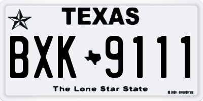 TX license plate BXK9111
