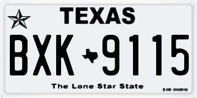 TX license plate BXK9115