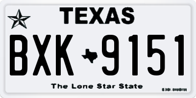 TX license plate BXK9151