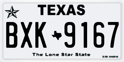 TX license plate BXK9167