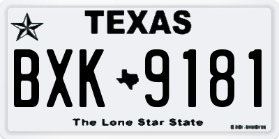 TX license plate BXK9181