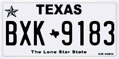 TX license plate BXK9183