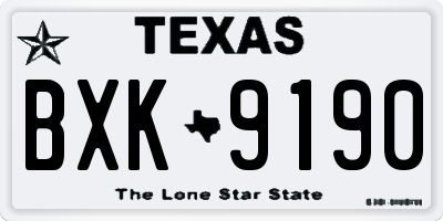 TX license plate BXK9190