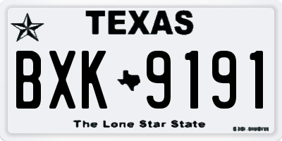 TX license plate BXK9191