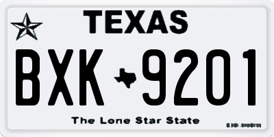 TX license plate BXK9201