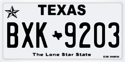 TX license plate BXK9203