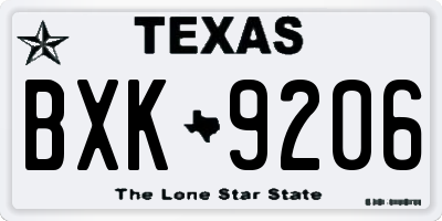 TX license plate BXK9206