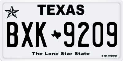 TX license plate BXK9209