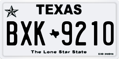 TX license plate BXK9210