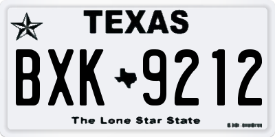 TX license plate BXK9212