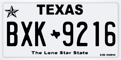 TX license plate BXK9216