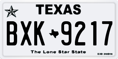 TX license plate BXK9217