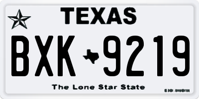 TX license plate BXK9219