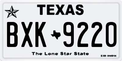 TX license plate BXK9220