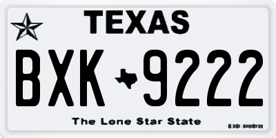 TX license plate BXK9222