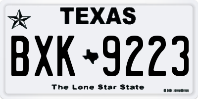 TX license plate BXK9223