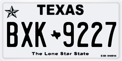TX license plate BXK9227