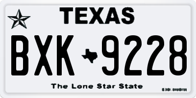 TX license plate BXK9228