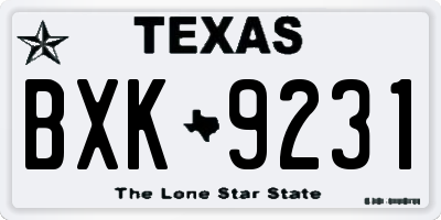 TX license plate BXK9231