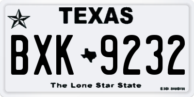 TX license plate BXK9232