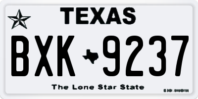 TX license plate BXK9237