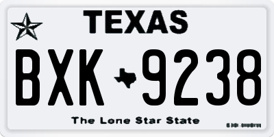 TX license plate BXK9238