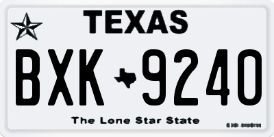 TX license plate BXK9240