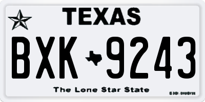 TX license plate BXK9243