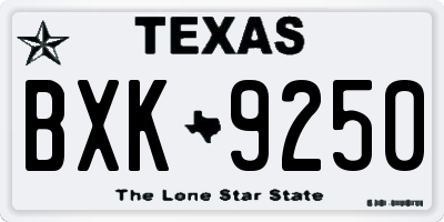 TX license plate BXK9250