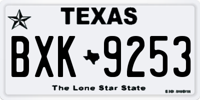 TX license plate BXK9253