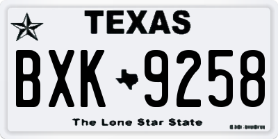 TX license plate BXK9258
