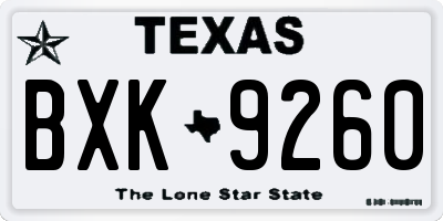 TX license plate BXK9260