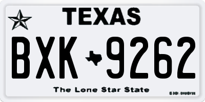 TX license plate BXK9262