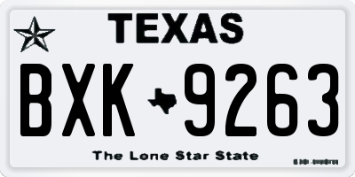 TX license plate BXK9263