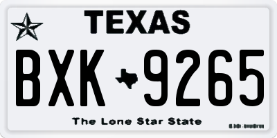 TX license plate BXK9265